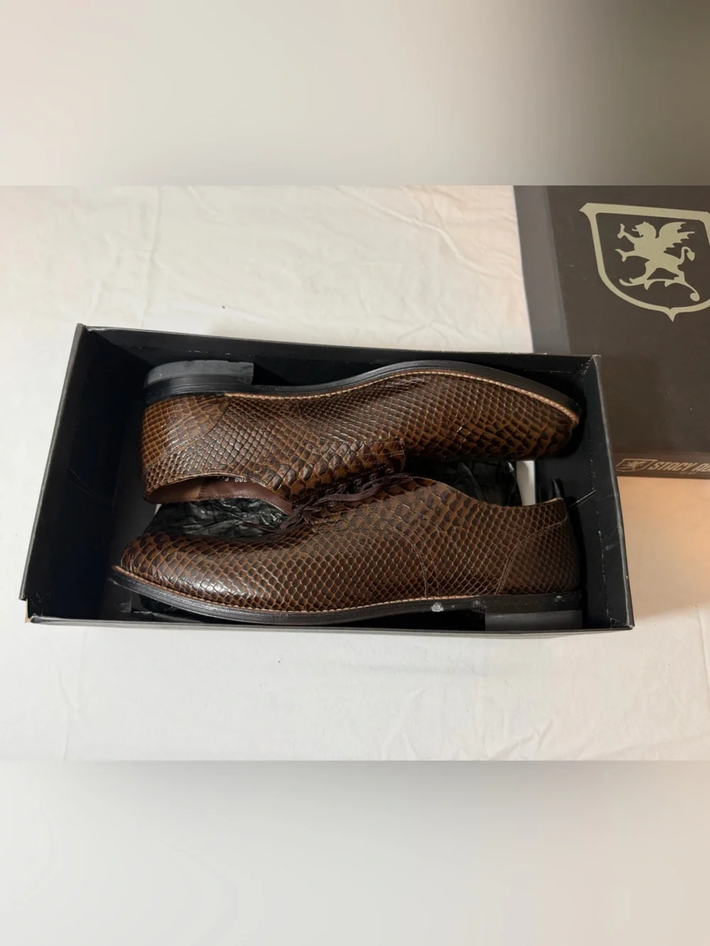 Stacy Adams Dark Brown Textured Lace-Up Oxfords
